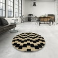 thumbnail image 4 of Ahgly Company Machine Washable Indoor Round Abstract Night Black Area Rugs, 3' Round, 4 of 7
