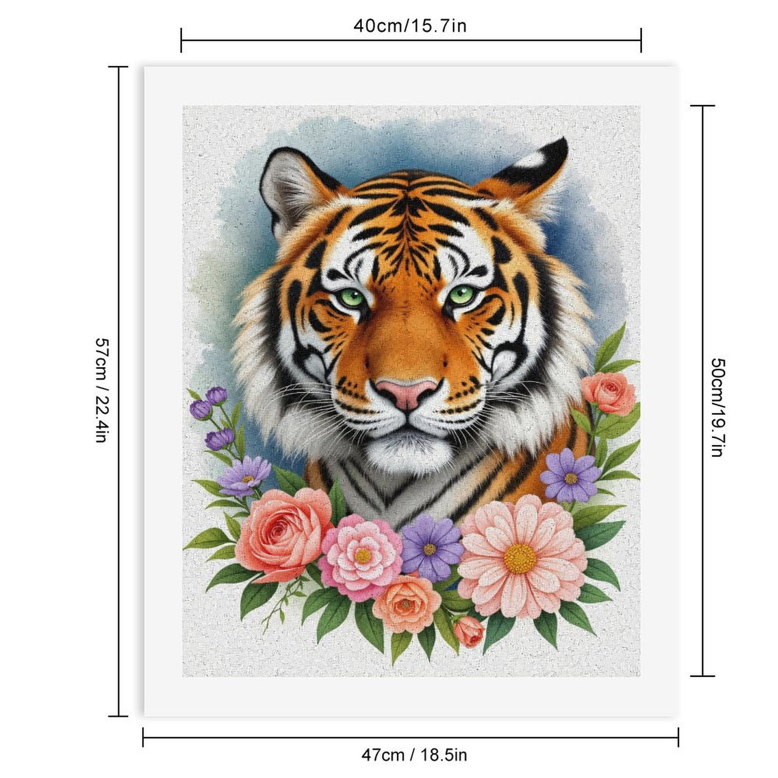 Paint By Numbers Kit for Adults Beginner - DIY Tiger Floral Art Nature Blossoms Canvas Painting Kits for Adults, Frameless Paint By Number for Adults for Home Wall Decor 16x20 Inch