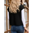 thumbnail image 4 of Chalecos de Mujer con Cremallera, Mangas , Bolsillos Laterales, Tejido Gofre, Sin Mangas, Chalecos Extragrandes. Negro L, 4 of 5