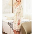thumbnail image 2 of SWSMCLT Women's 2 Piece Pajamas Set Chemise Nightgown Bathrobe Thin Valentines Day Robe Sexy Pjs Soft Silky Comfy Long Sleeve Sleep Dress V Neck White Medium, 2 of 5