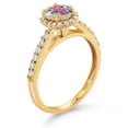 thumbnail image 3 of Gem Stone King 10K Yellow Gold Mercury Mist Mystic Topaz and White Lab Grown Diamond Halo Engagement Ring for Women (1.31 Cttw, Gemstone, Oval 7X5MM), 3 of 4