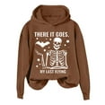 thumbnail image 2 of There It Goes My Last Flying Halloween Hoodies for Women Funny Skeleton Bat Graphic Hoodie Sweatshirt Pullover Tops, 2 of 4