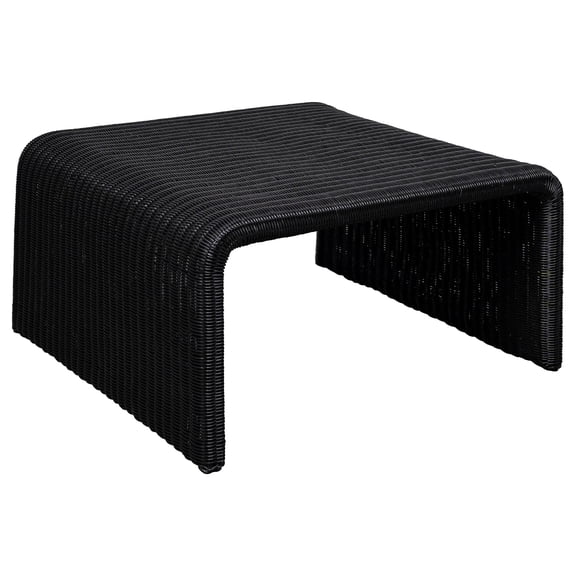 CahyaSquare Woven Rattan Coffee Table Black