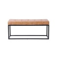 thumbnail image 3 of Heavenly Collection Tan Distressed Leather Bench, Rustic Farmhouse Style, Ideal for Entryway or Bedroom, 3 of 5