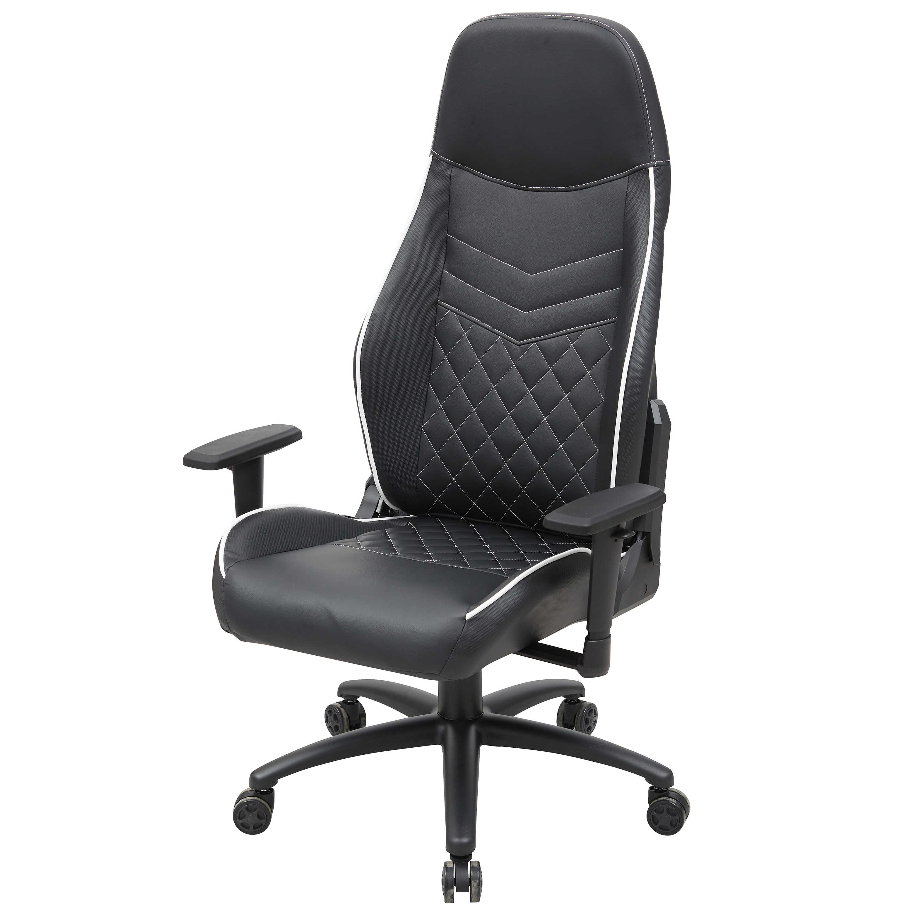 Furniture of America Consi Faux Leather Gaming Chair, Black, White