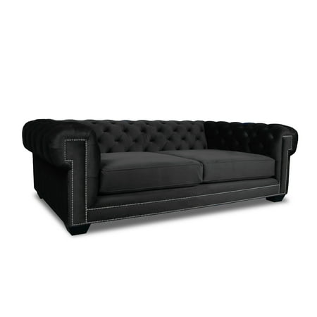 Plush Deep Chesterkool Velvet Sofa Charcoal