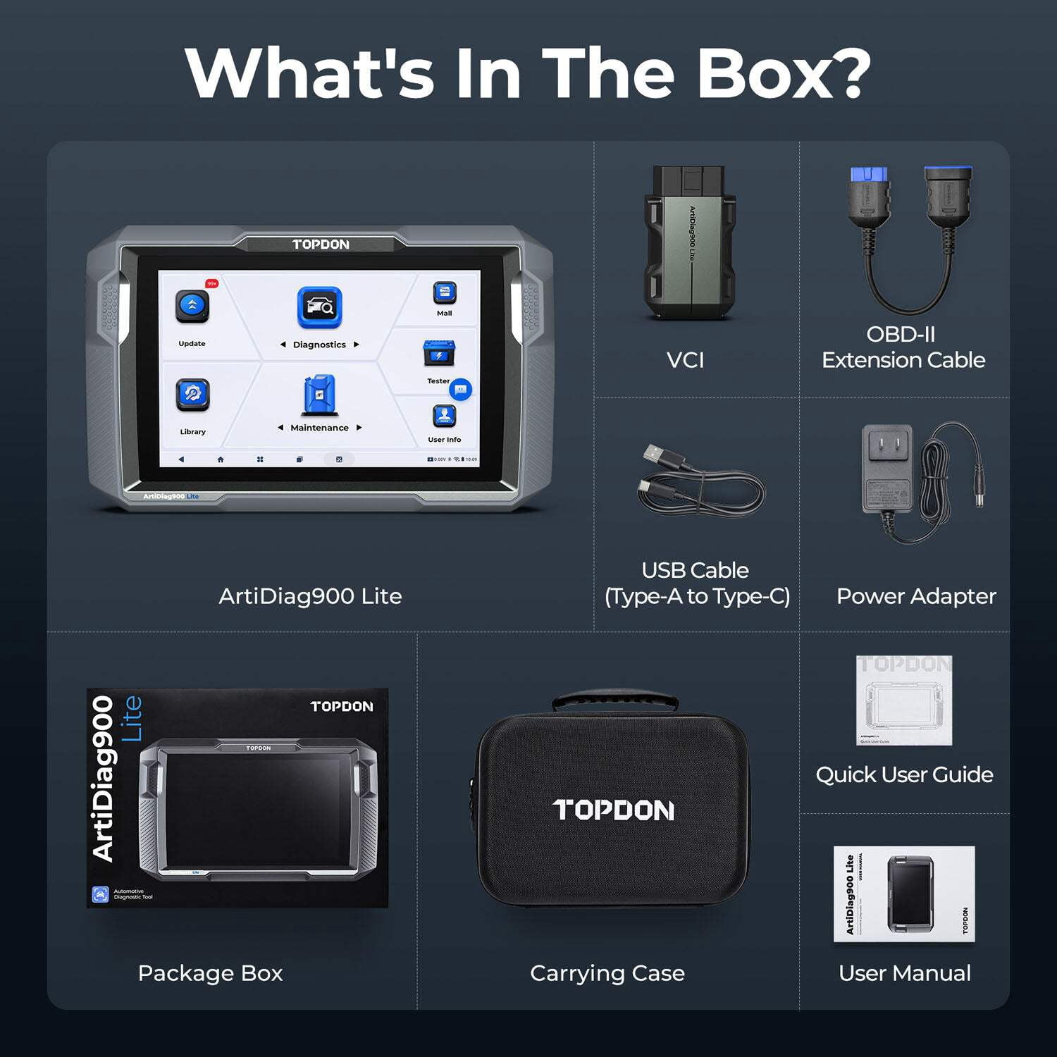 TOPDON ArtiDiag900 Lite - Bidirectional Scan Tool, Automotive Diagnostic Tool for Full System, Scanner for Car with Active Test, 8 Reset, Wireless OBD2 Scanner Diagnostic Tool