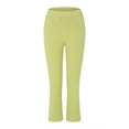 thumbnail image 4 of WTXUE Women's Pants, Cropped Elastic Waisted Pants for Women Solid Color Loose Straight Pants with Pockets for Beach Work Business, Ankle-Length, Green, 4 of 6
