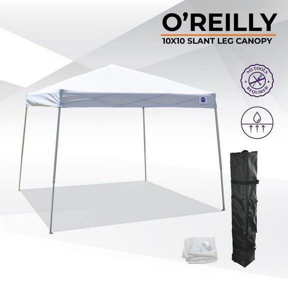 Impact Canopy 10 x 10 Pop Up Canopy Tent, Instant Slant Leg Portable Shade Tent with Carrying Bag, White