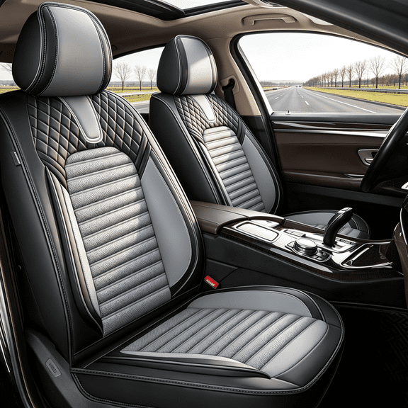 DIKSOAKR 2 PCS Front Car Seat Covers for Jeep Gladiator 2020-2024 2025 Leather Seat Covers Waterproof Automotive Seat Cushion Protectors (2 Seat, Black&Grey)
