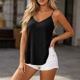 thumbnail image 7 of Women's Side Slit Textured Camisole Summer Petite V-Neck Sleeveless Tank Top Airy Adjustable Strap Beach Travel Tops Black, 7 of 7