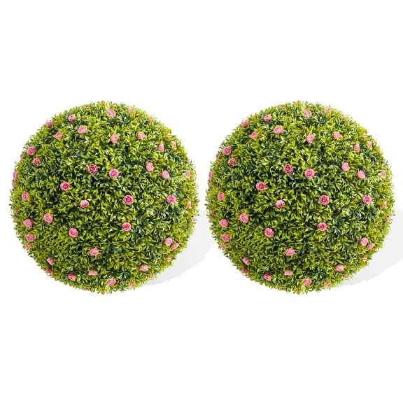 Yeshouse Artificial Topiary Balls, Set of 2, Decorative Faux Flower Spheres with Chains for Patio, Garden, Wedding