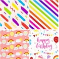 thumbnail image 6 of AllWays Plaza Birthday Wrapping Paper Sheet - 12 Sheets Rainbow Clouds and Birthday Celebratory Design Folded Flat for Party, Baby Showers - 19.7 Inch X 30 Inch Per Sheet, 6 of 15