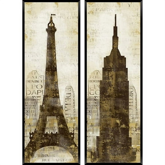 PTM Images City Scene: Paris and New York City, Set of 2 Plaque Art