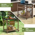 thumbnail image 2 of TORVA Patio Pizza Oven Cart PVD Gunmetal Finish Table Top Prep Cart, Patio Grilling Backyard BBQ Grill Carts, Brown, 2 of 7