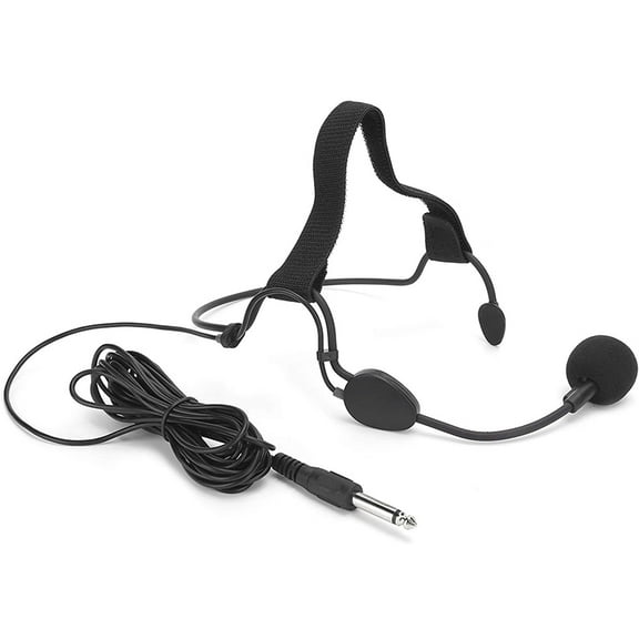 Hypercardioid Dynamic Headset Microphone with 6.35MM Connector Headworn Microphone for Preamplifier Guitar Amplifier Earhook Singing Microphone