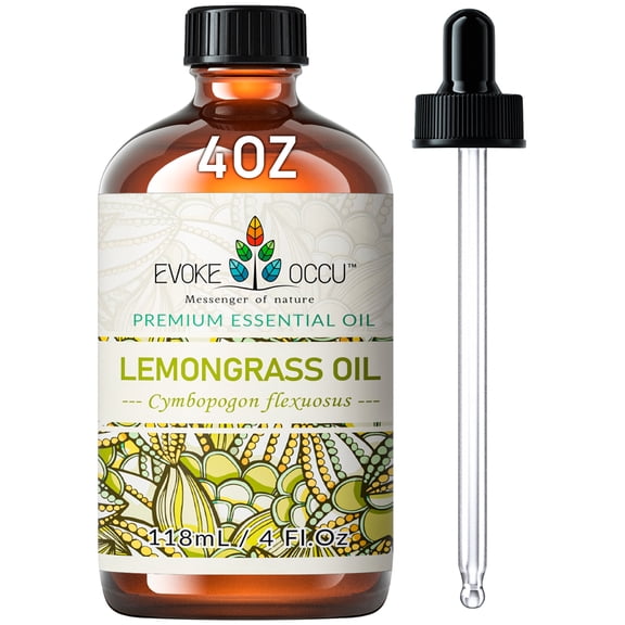EVOKE OCCU Lemongrass Essential Oil for Massage Diffuser Spray Scented Candles Soap Making-4 fl oz