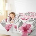 thumbnail image 4 of jejeloiu Pink White Flamingo Bedding Comforter Set,Tropical Plant Leaves Twin Comforter Sets,Retro Rustic Floral Bedding Set For Children,Breathable Room Decoration Reversible,2-Piece, 4 of 8