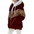 thumbnail image 4 of Winter Clearance Deals PITAUCE Womens Zip Up Plush Color Block Stitching Sherpa Flannel Winter Jacket Coat Warm Fleece Blanket Jackets with Hood for Women Wine L, 4 of 7