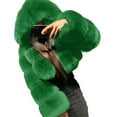 thumbnail image 4 of CUZIBR Women Jacket Winter Warm Thickened Crop Coat Hooded Long Sleeve Fuzzy Short Tops Outerwear Winter Warmth Comfort Streetwear,Green,L, 4 of 4