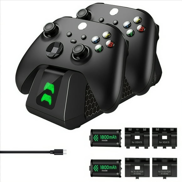 Estación de carga para Xbox Series X y S Cargador para mando de videojuegos con 2 baterías de 1800 mAh para Xbox One X/S/Elite