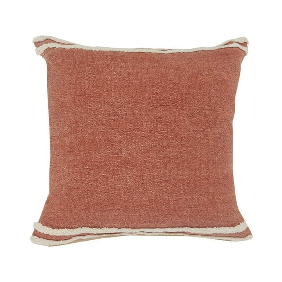 LR Home Ox Bay Brown/White Bordered All-Natural Cotton Pillow Cover