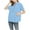 Z002-Blue, variant on Women's Half Zip Sweatshirts Collared V-Neck Short Sleeved Solid Tops with Pocket Fall Fashion Casual Loose Pullover Shirts