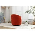 thumbnail image 3 of 360-Degree Swivel Accent  Armchair with Black Powder Coating Metal Base, Round Barrel Chairs in Chenille Fabric for Living Room, Bedroom, Orange, 3 of 7
