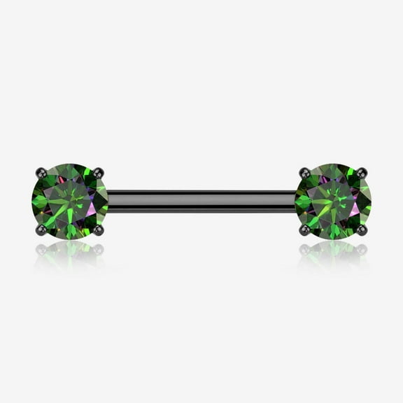 A Pair of Implant Grade Titanium Blackline OneFit Threadless Prong Gem Sparkle Nipple Barbell