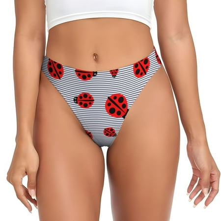 Rateoe Ladybug Pattern Seamless Women Underwear Thongs No Show Ladies Thong No Line Breathable Comfortable Panties Undies for Women-3X-Large