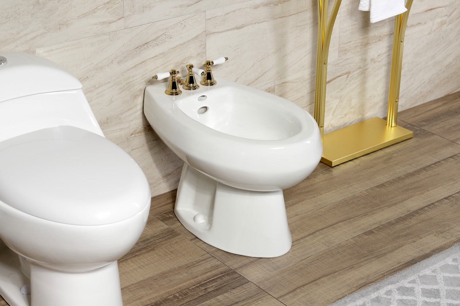 Kingston Brass KB322PL Victorian Three-Handle Bidet Faucet, Polished Brass