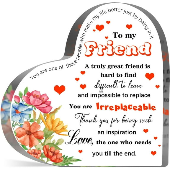 To My Friend Acrylic Keepsake Gift for Best Friend Woman Cute Desk Decoration Thank You Gift for Friend Bestie Heart Plaque for Friend Female