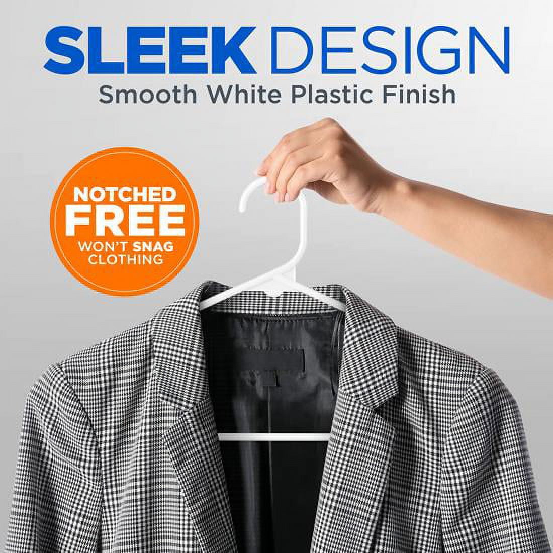 White Standard Plastic Hangers (50 Pack) Durable Tubular Shirt Hanger