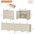 thumbnail image 3 of WAMPAT Wood Dresser with 6 Drawers and 2 Cabinets for Bedroom, Modern Chest of Drawer, 142" Wide, Beige Linen Printed Finish, 3 of 9