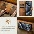thumbnail image 6 of Dteck Case for iPhone 15 Pro Max Wallet 2 in 1 Magnetic Detachable Folio Flip Leather Case for Men Women,Brown, 6 of 6
