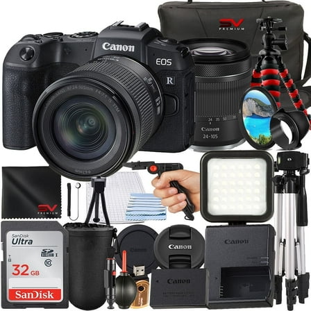 Canon EOS RP Mirrorless Camera with RF 24-105mm IS STM Lens   SanDisk 32GB Memory Card   Case   Tripod   SV Premium Accessory Bundle