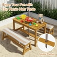thumbnail image 3 of Ktaxon Kids Picnic Table, Child Wooden Table Set with Cushion & Romovable Umbrella, Children Activity Furniture Set for Indoor Outdoor, Gift for Boys Girls, Teak, 3 of 8