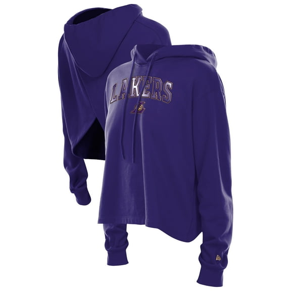 Women's New Era Purple Los Angeles Lakers Glam Game Open Back Hoodie