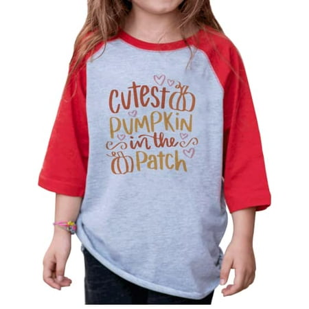 

7 ate 9 Apparel Kids Happy Thanksgiving Shirts - Cutest Pumpkin in The Patch - Pumpkin Patch Tee - Red Shirt 5T