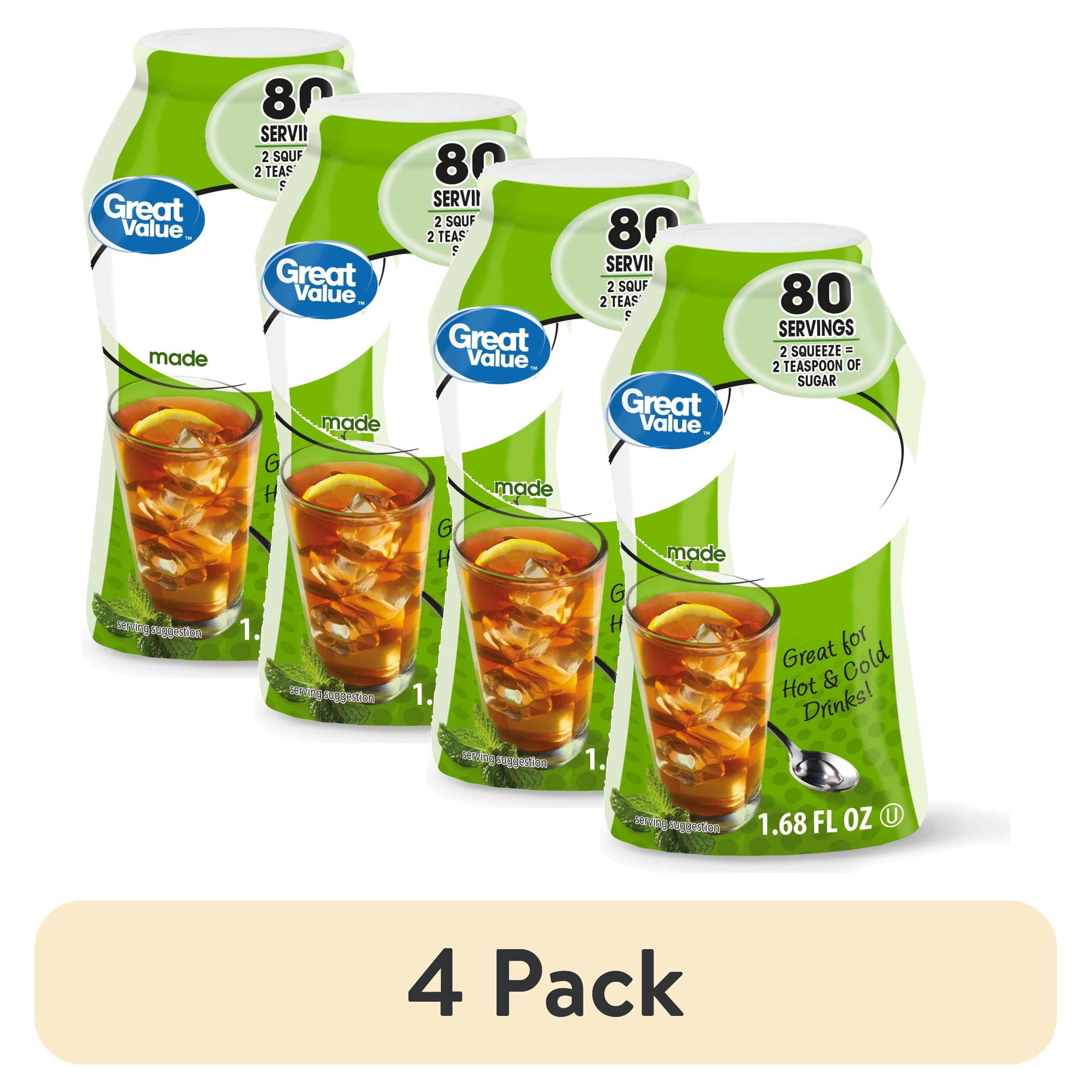(4 pack) Great Value Liquid No Calorie Stevia Sweetener, 1.68 fl oz