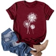 thumbnail image 4 of Womens T Shirts Women's Dandelion Printed Shirt Short Sleeve Round Neck T Shirt Fashion Top Lightweight Soft Casual Summer Outfit Clothes Tops for Women, 4 of 4