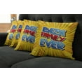 thumbnail image 2 of Ambesonne Cartoon Throw Pillow Cover 4 Pack, Best Family Ever Words, 16", Blue Red Yellow, 2 of 6