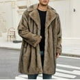 thumbnail image 5 of Men's Faux Fur Coat Mid Length Notch Lapel Collar Fluffy Jacket Long Trench Coat Cardigans Winter Warm Outerwear (XL, Khaki), 5 of 7