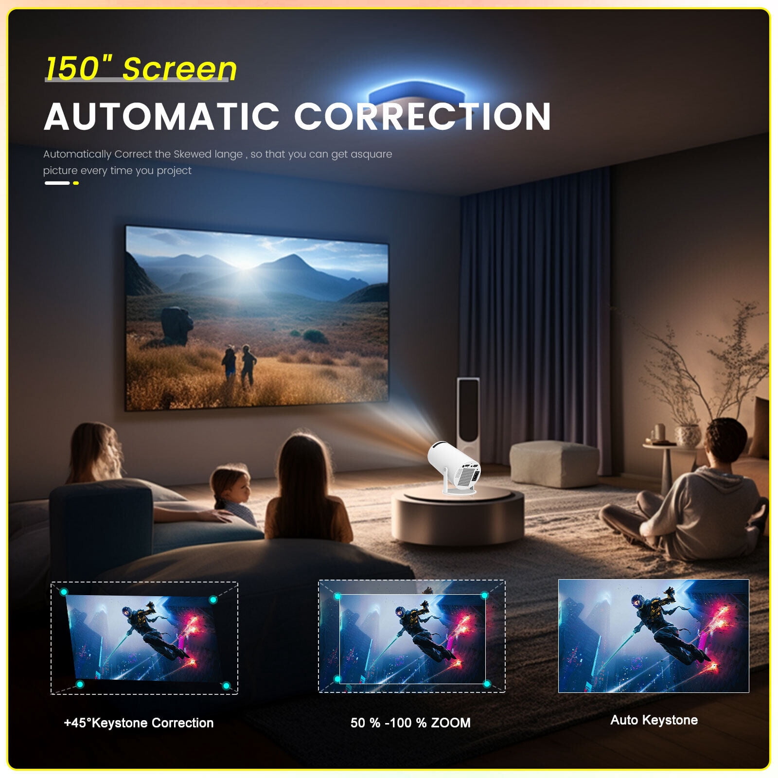 Haiyanuo K1 WiFi 6 BT 5.0 1280*720 4K LED Mini Projector, White, 1 Count