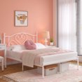 thumbnail image 2 of Yoneston 12” Full Size Heavy Duty Metal Platform Bed Frame with Love-Heart Shape Headboard for Bedroom Furniture, White, 2 of 8