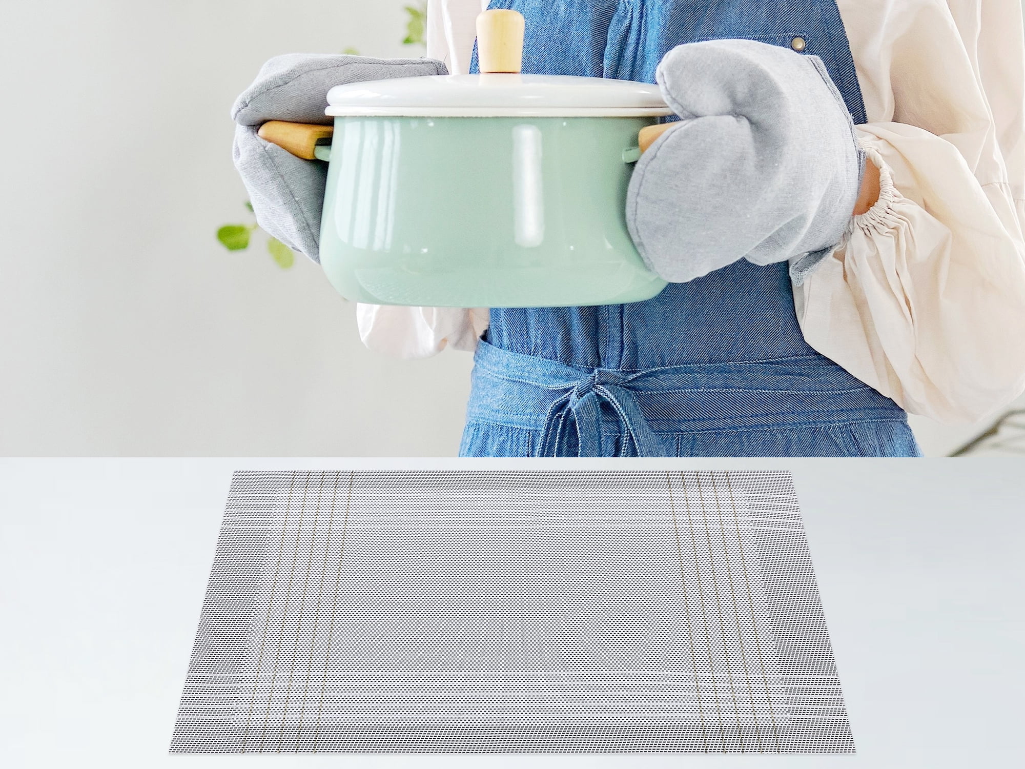 Unique Bargains Placemats Set of 8 for Dining Table Indoor Decor Kitchen Mat Light Gray