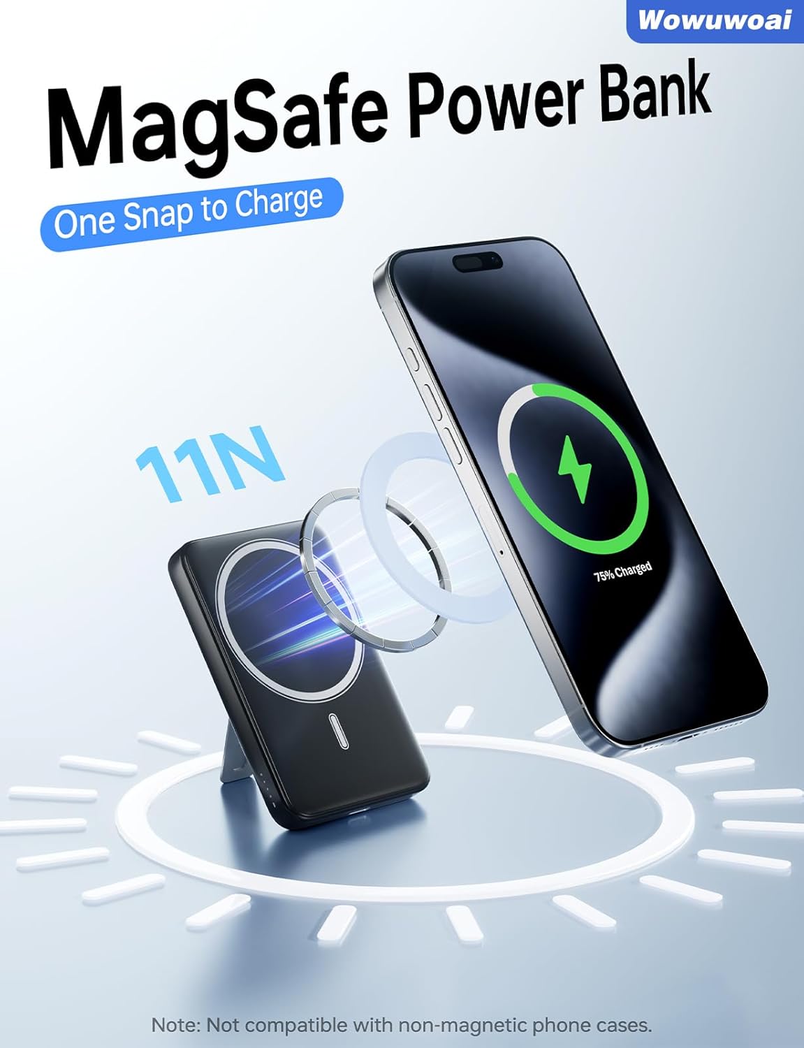 for Magsafe Portable Charger,10000mAh Wireless Magnetic Power Bank with USB C Charging and stand, Travel Essential Battery Pack Compatible iPhone 17/air/16/15/14/13/12 Series