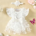 thumbnail image 2 of Dagaeig Baby Girl White Dress Tulle Birthday Party Princess Dress Long Sleeve Lace Flower Tutu Romper Dress Newborn Fall Clothes(White,6-9 Months), 2 of 7