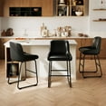 thumbnail image 4 of 3PC Bar Stools, PU Leather Counter Height Barstools with Back and Footrest, Upholstered Bar Chairs, 4 of 6