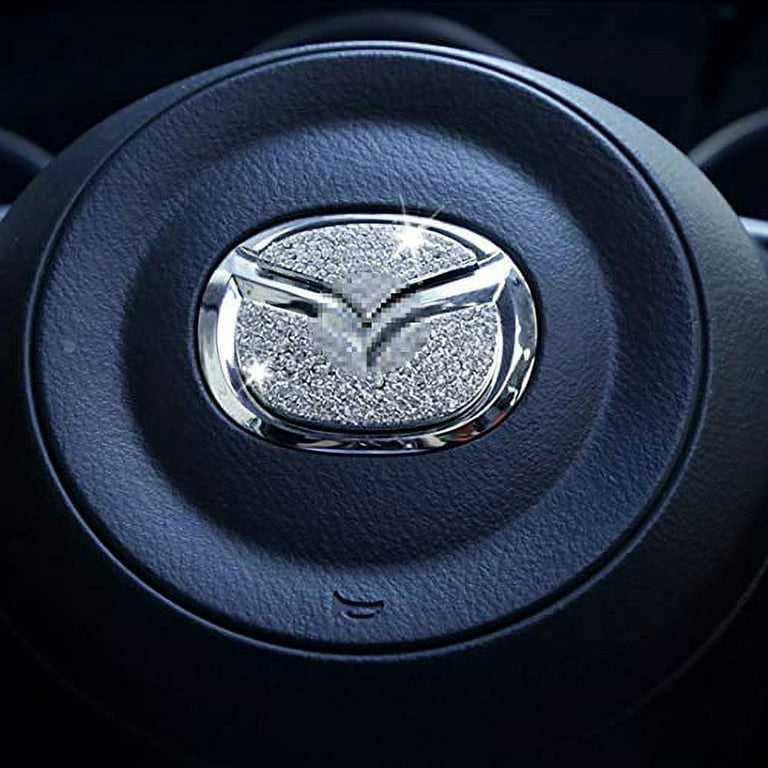  LHEVEN Autocollant décoratif en diamant pour volant de voiture  compatible avec Mazda, emblème de volant de voiture Bling Bling Accessoires  d'intérieur Compatible avec Mazda 3, 6, cx-3, cx-4, cx5, cx9